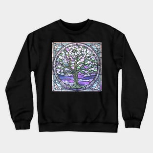 Stained glass window tree phish fans dead head hiking outdoors spiritual nature Crewneck Sweatshirt